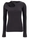 Low Classic Grey Long Sleeve T-shirt With Cut-out In Cotton Blend Woman In Gray