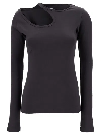 LOW CLASSIC GREY LONG SLEEVE T-SHIRT WITH CUT-OUT