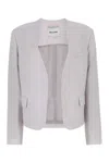 Low Classic Wool Blazer With Buttoned Cuffs And Flap Pockets In Grey