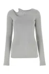 Low Classic Ribbed Crewneck Long Sleeve Fitted Top In Grey