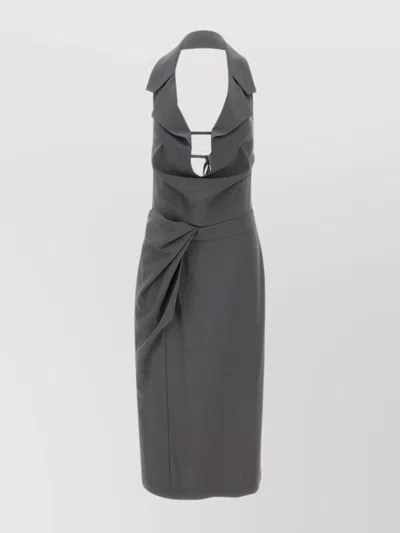 Low Classic Halter Strap Dress Back Cut-out In Grey