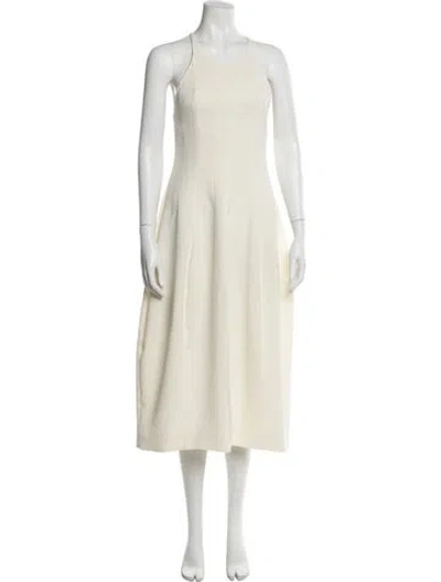 Pre-owned Low Classic Halterneck Midi Length Dress In Neutral