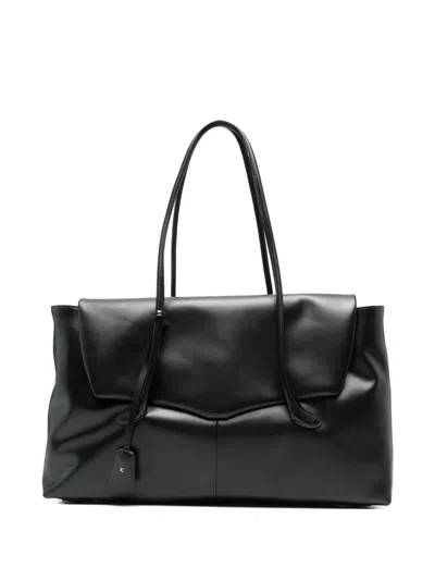 Low Classic Haricot Flap Tote Bag In Black