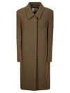 Low Classic Fluffy Wool Single Mac Coat In Brown