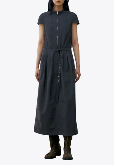 Low Classic High-neck Midi Dress In Gray