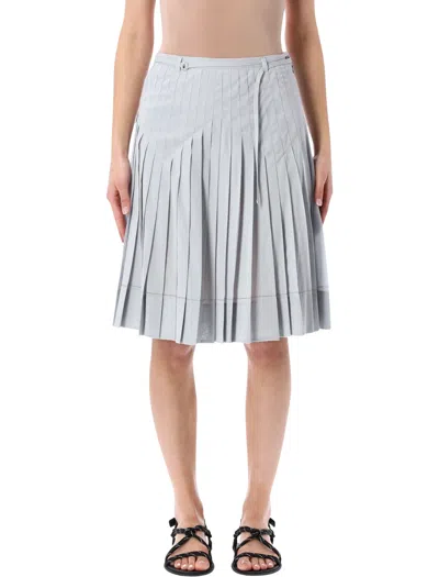 Low Classic High Waisted Tissue Pleated Midi Skirt In Gray