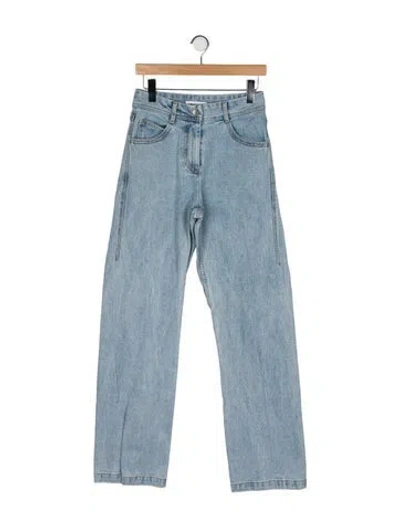 Pre-owned Low Classic High-rise Straight Leg Jeans In Blue