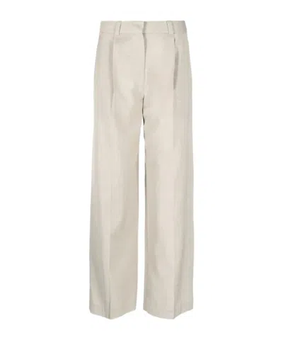 Low Classic High-waisted Pleated Trousers In White