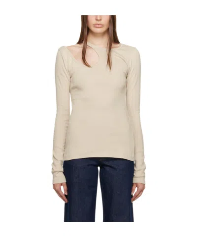 Low Classic Hollowed-out Long-sleeved T-shirt In Nude