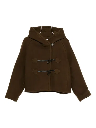 Low Classic Hooded Toggle Coat In Brown