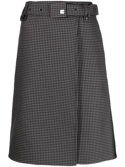 Low Classic Houndstooth-print Belted Fitted Skirt In Grey