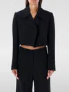 Low Classic Wool Cropped Jacket Structured Shoulders In Schwarz
