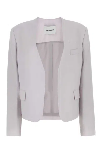 Low Classic Wool Blazer With Buttoned Cuffs And Flap Pockets In Pink