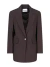 Low Classic Tailored Blazer With Notch Lapel And Pockets In Brown