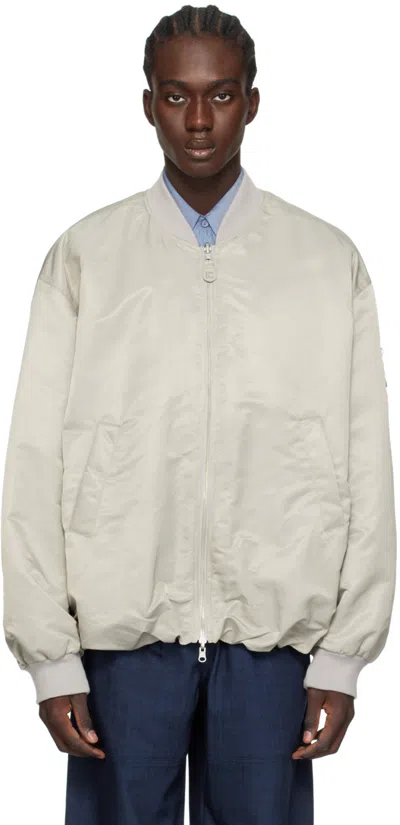 Low Classic Khaki Padded Reversible Bomber Jacket In Light Khaki