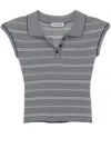 Low Classic Blue Top With Cap Sleeves And All-over Stirped Motif In Tech Fabric Woman In Blau