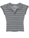 Low Classic Blue Top With Cap Sleeves And All-over Stirped Motif In Tech Fabric Woman In Blue