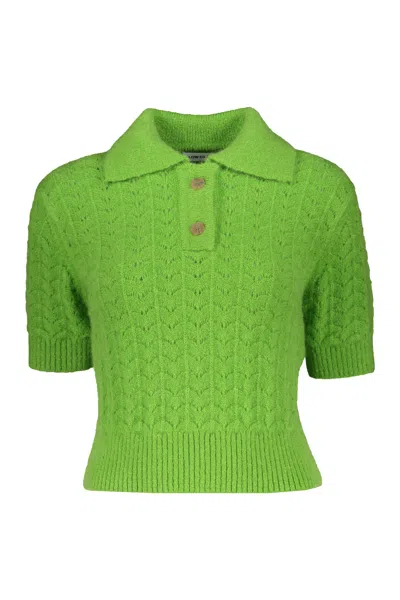 Low Classic Knitted Polo Shirt In Green