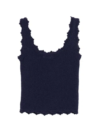 Low Classic Lace-edge Knitted Top In Multi