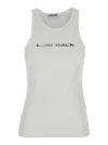 LOW CLASSIC 'LAID BACK' WHITE SLEEVELESS TOP WITH ROUND NECK AND PRINT ON THE FRONT IN TECH FABRIC WOMAN