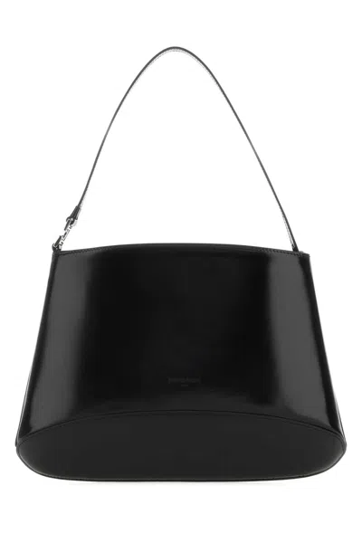 Low Classic Leather Bucket Shoulder Bag In Black
