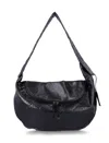 Low Classic Leather Hobo Bag With Zip In Black