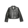 Low Classic Zip-front Cropped Leather Jacket In Black