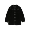 Low Classic Button-fastening Teddy Jacket In Black