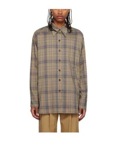 Low Classic Logo-embroidered Check-pattern Shirt In Gray