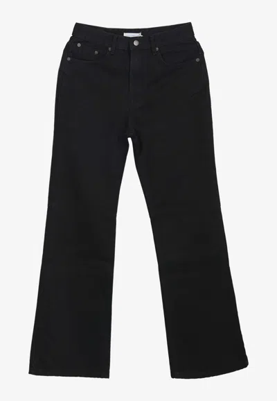 Low Classic Logo-patch Boot-cut Jeans In Black