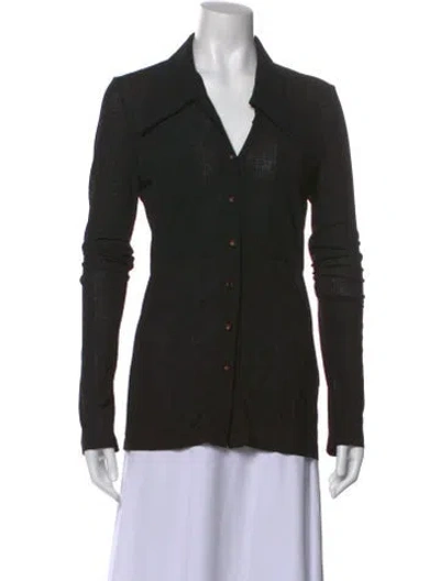 Pre-owned Low Classic Long Sleeve Button-up Top In Black