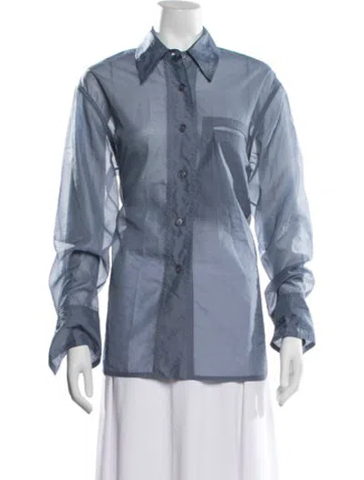Pre-owned Low Classic Long Sleeve Button-up Top In Blue