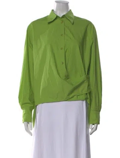 Pre-owned Low Classic Long Sleeve Button-up Top In Green