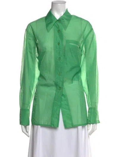 Pre-owned Low Classic Long Sleeve Button-up Top In Green