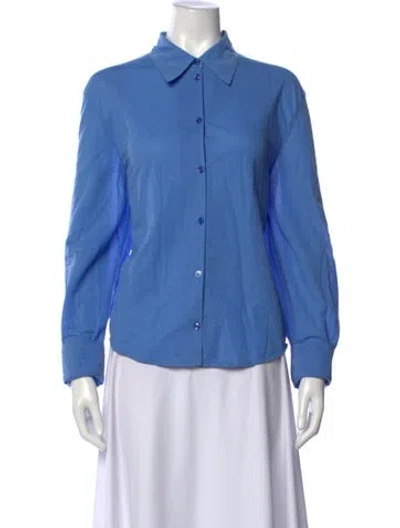 Pre-owned Low Classic Long Sleeve Button-up Top W/ Tags In Blue