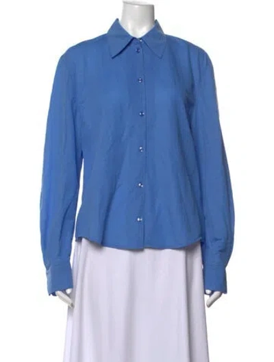 Pre-owned Low Classic Long Sleeve Button-up Top W/ Tags In Blue