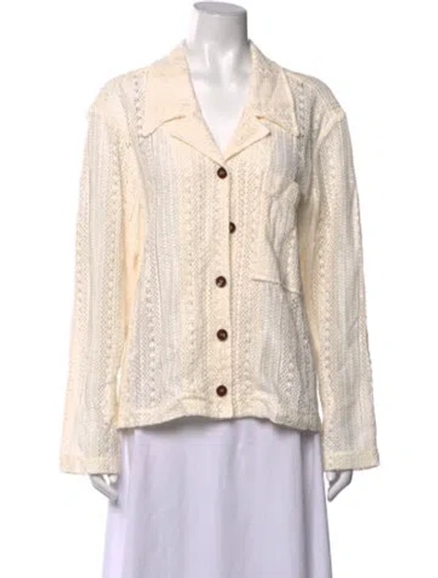 Pre-owned Low Classic Long Sleeve Button-up Top W/ Tags In Neutrals