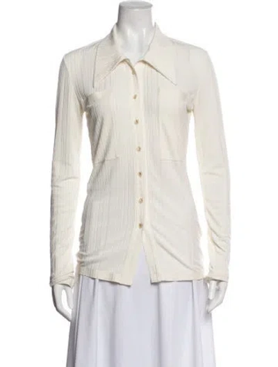 Pre-owned Low Classic Long Sleeve Button-up Top In White