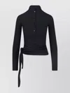 Low Classic Long Sleeve Mock Neck Top With Tie In Black
