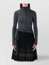 Low Classic Long Sleeve Wrap T-shirt With Ribbed Texture In Gray