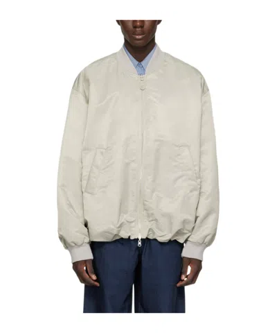 Low Classic Long-sleeved Cotton Suit With Standing Collar In White