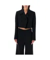 Low Classic Wool Cropped Jacket Structured Shoulders In Black
