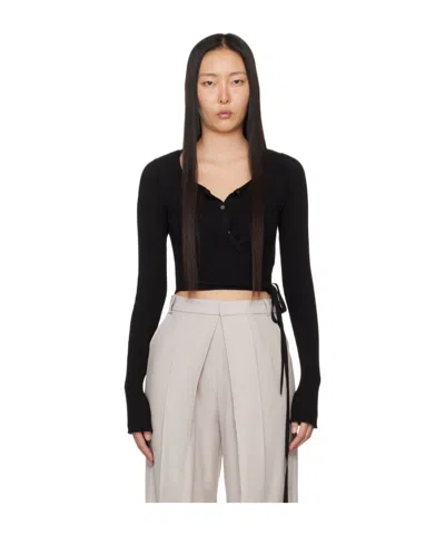 Low Classic Long-sleeved Knitted Cardigan In Black