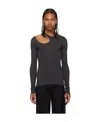 Low Classic Gray Curve Hole Long Sleeve T-shirt In Black