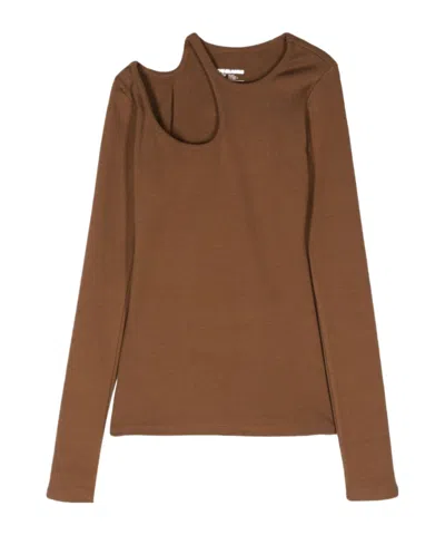 Low Classic Brown Curve Hole Long Sleeve T-shirt