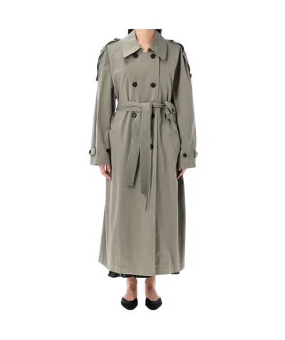 Low Classic Belt Bag Cotton Blend Trench Coat In Brown