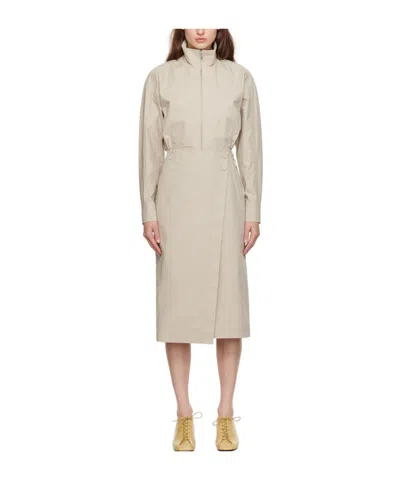 Low Classic Beige Wrap Midi Dress In Light Beige