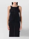 Low Classic Loop Button Halterneck Sleeveless Top