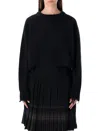 Low Classic Damaged Wool Blend Cropped Pullover Black In Black