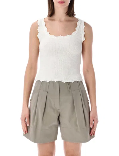 Low Classic Lace-trim Sleeveless Knit Top In Gray